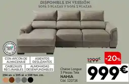 Conforama Chaise longue 3 plazas tela nahia oferta
