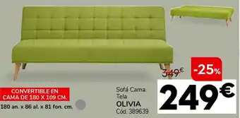 Conforama Sofá cama tela olivia oferta