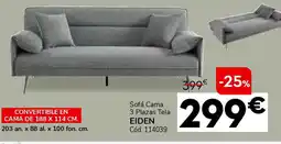 Conforama Sofá cama 3 plazas tela eiden oferta