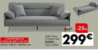 Conforama Sofá cama 3 plazas tela eiden oferta