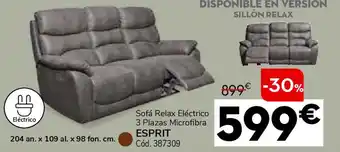 Conforama Sofá relax eléctrico 3 plazas microfibra esprit oferta