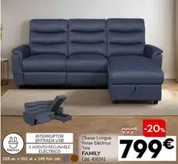 Conforama Chaise longue relax eléctrico tela family oferta