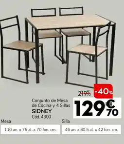 Conforama Conjunto de mesa de cocina y 4 sillas sidney oferta