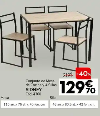 Conforama Conjunto de mesa de cocina y 4 sillas sidney oferta