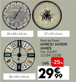 Conforama Reloj de pared janice/jaden/ james oferta