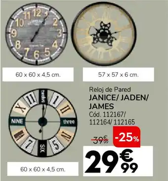 Conforama Reloj de pared janice/jaden/ james oferta