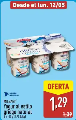 ALDI MILSANI Yogur al estilo griego natural oferta