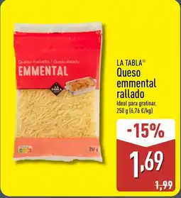 ALDI LA TABLA Queso emmental rallado oferta