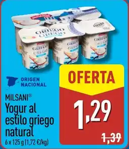 ALDI MILSANI Yogur al estilo griego natural oferta