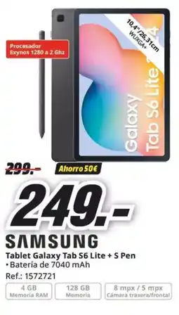 MediaMarkt SAMSUNG Tablet Galaxy Tab S6 Lite + S Pen oferta