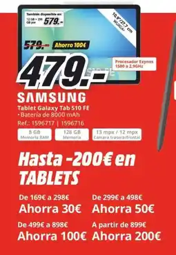 MediaMarkt SAMSUNG Tablet Galaxy Tab S10 FE oferta