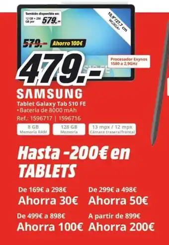 MediaMarkt SAMSUNG Tablet Galaxy Tab S10 FE oferta