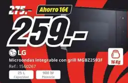 MediaMarkt LG Microondas integrable con grill MGBZ2593F oferta