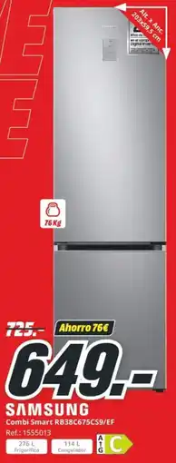 MediaMarkt SAMSUNG Combi smart rb38c675cs9/ef oferta