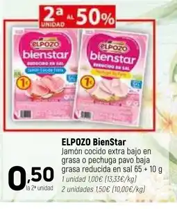 Coviran ELPOZO BienStar Jamón cocido extra bajo en grasa o pechuga pavo baja grasa reducida en sal oferta
