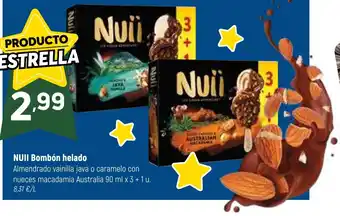 Coviran NUII Bombón helado Almendrado vainilla java o caramelo con nueces macadamia Australia oferta