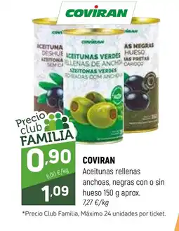 Coviran COVIRAN Aceitunas rellenas anchoas, negras con o sin oferta