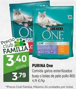 Coviran PURINA One Comida gatos esterilizados buey o bolas de pelo pollo oferta