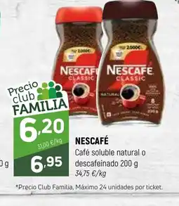 Coviran NESCAFÉ Café soluble natural o descafeinado oferta