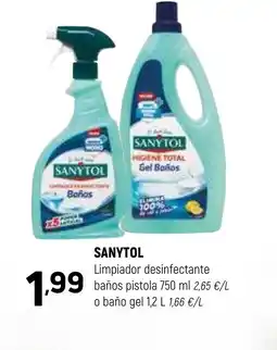 Coviran SANYTOL Limpiador desinfectante baños pistola oferta