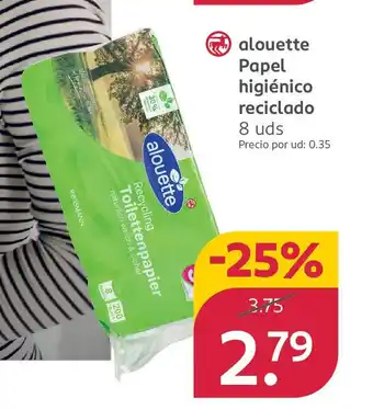 Rossmann ALOUETTE Papel higiénico reciclado 8 uds oferta
