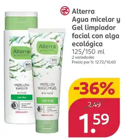 Rossmann ALTERRA Agua micelar y Gel Limpiador facial con alga ecológica oferta