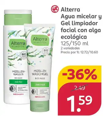 Rossmann ALTERRA Agua micelar y Gel Limpiador facial con alga ecológica oferta