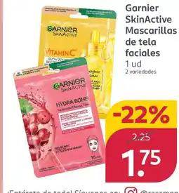 Rossmann GARNIER SkinActive Mascarillas de tela faciales oferta