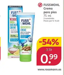 Rossmann FUSSWOHL Crema para pies oferta