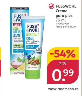Rossmann FUSSWOHL Crema para pies oferta
