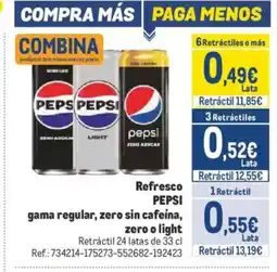 Makro PEPSI Refresco gama regular, zero sin cafeína, zero o light oferta
