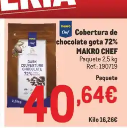 Makro MAKRO CHEF Cobertura de chocolate gota 72% oferta