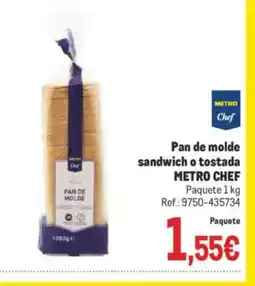 Makro METRO CHEF Pan de molde sandwich o tostada oferta