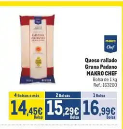 Makro MAKRO CHEF Queso rallado Grana Padano oferta