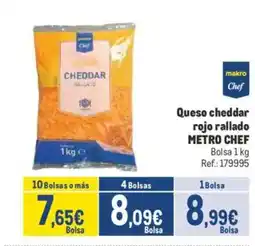 Makro METRO CHEF Queso cheddar rojo rallado oferta