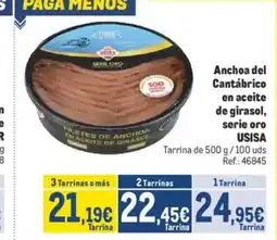 Makro USISA Anchoa del Cantábrico en aceite de girasol, serie oro oferta