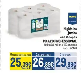Makro MAKRO PROFESSIONAL Higiénico jumbo eco 2 capas oferta
