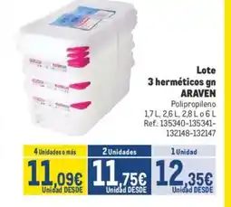 Makro ARAVEN Lote 3 herméticos gn oferta