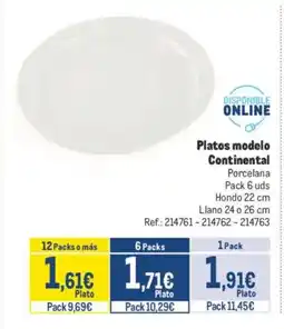 Makro Platos modelo Continental oferta