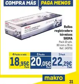 Makro Rollos registradora térmicos oferta
