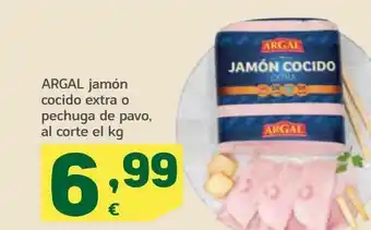 HiperDino Jamón cocido extra o pechuga de pavo, al corte el kg argal oferta