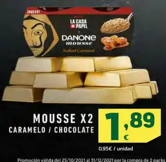 HiperDino Mousse x 2 caramelo/chocolate danone oferta