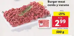 Lidl Burger meat cerdo y vacuno oferta