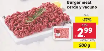 Lidl Burger meat cerdo y vacuno oferta