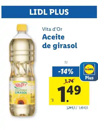 Lidl VITA D'OR Aceite de girasol oferta