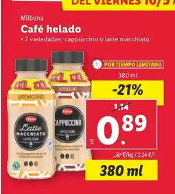 Lidl MILBONA Café helado oferta