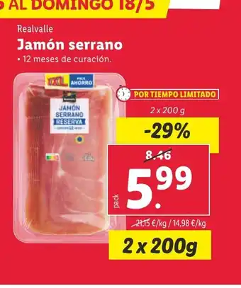 Lidl REALVALLE Jamón serrano oferta
