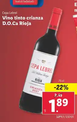 Lidl CEPA LEBREL Vino tinto crianza D.O.Ca Rioja oferta