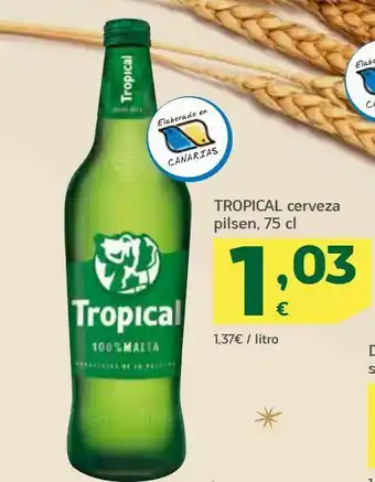 HiperDino Cerveza pilksen tropical 75 cl oferta
