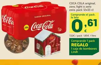 HiperDino Coca-cola original, zero, light o zero zero, pack 12 x 33 cl oferta